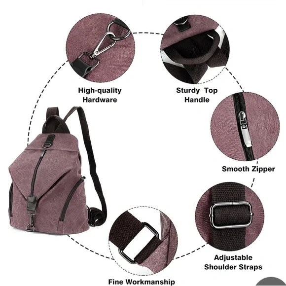 JOSEKO CANVAS BACKPACK , RUCKSACK SCHOOLBAG Anti-theft - Picture 16 of 16